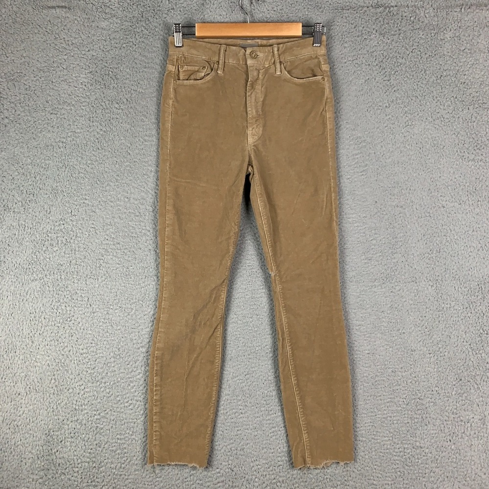 Mother Looker Ankle Chew Jeans Women's 26 Honey Corduroy High Waisted Raw Hem